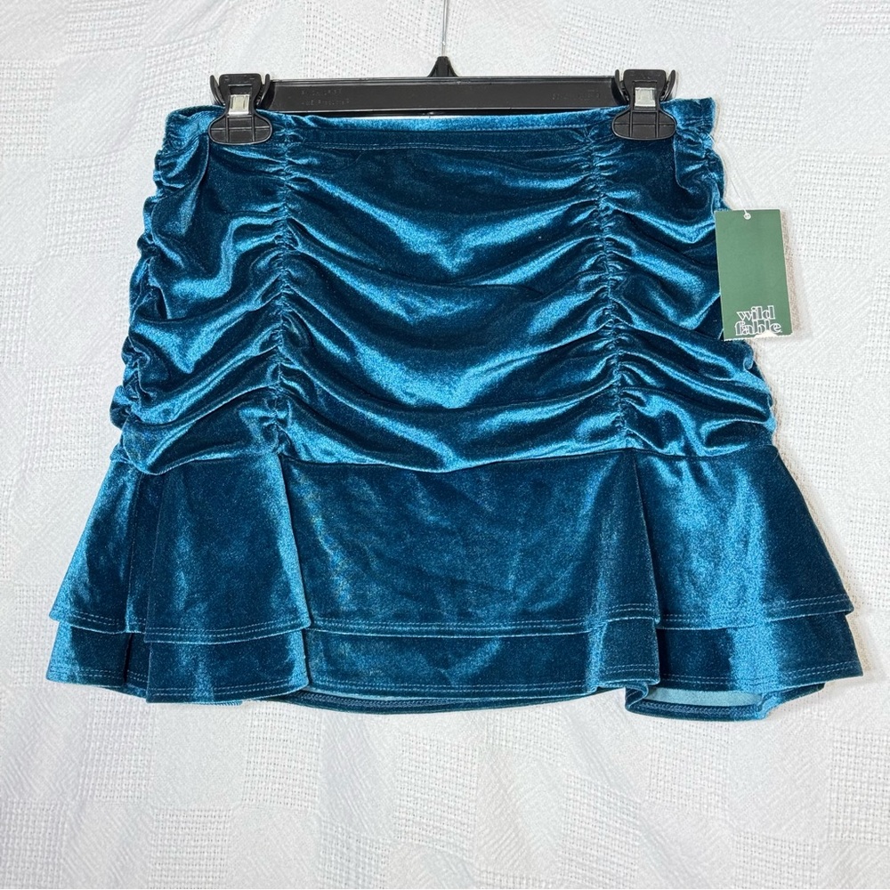 Wild Fable Women's Rouched Mini Skirt‎ Teal Size Small ~ NEW
